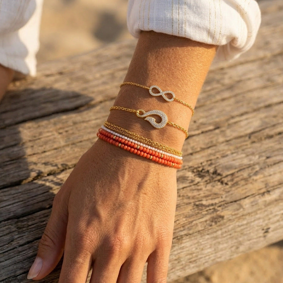 Zircon Fish Hook Necklace and Bracelet Set