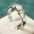 Minimalist Two-tone Inlaid Round Zircon Fashion Ring For Women