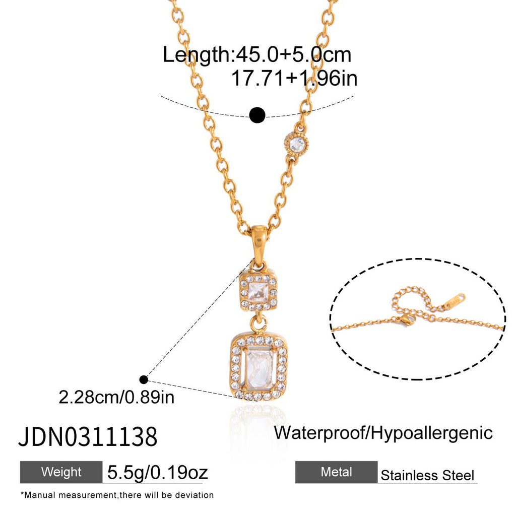 Square Zircon Pendant Necklace Collection