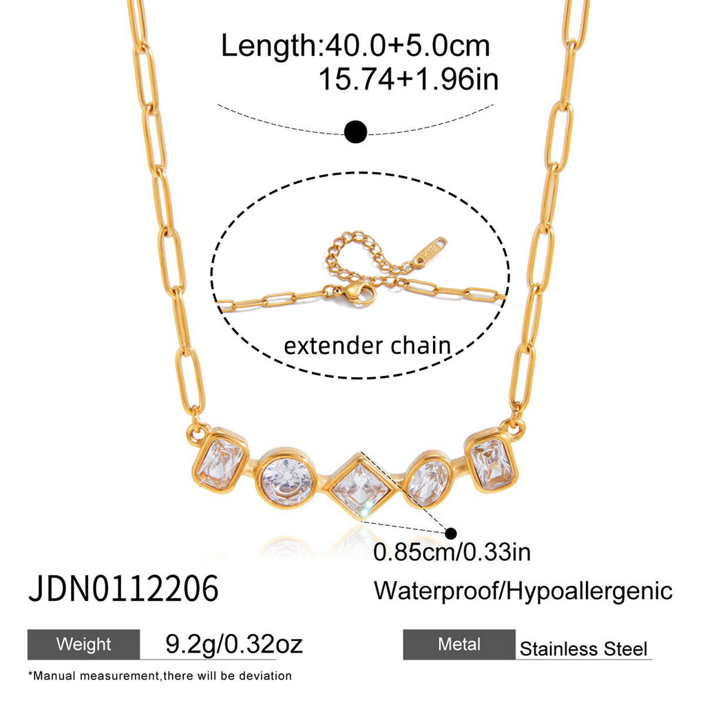 Zircon Necklace and Chain Tassel Earring Set
