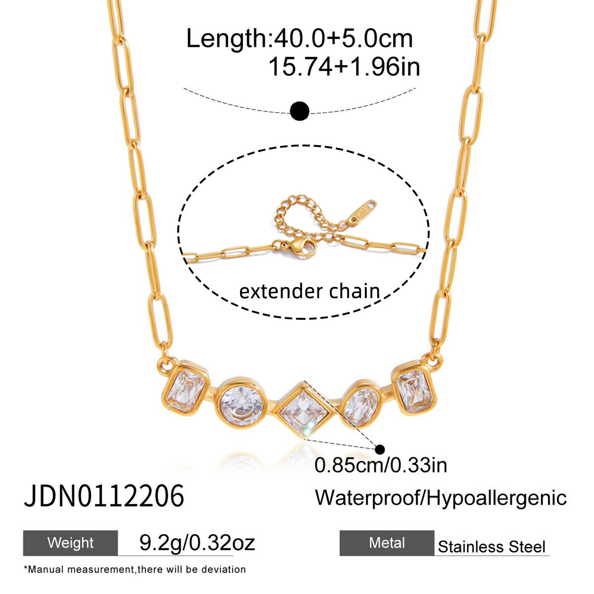 Zircon Necklace and Chain Tassel Earring Set