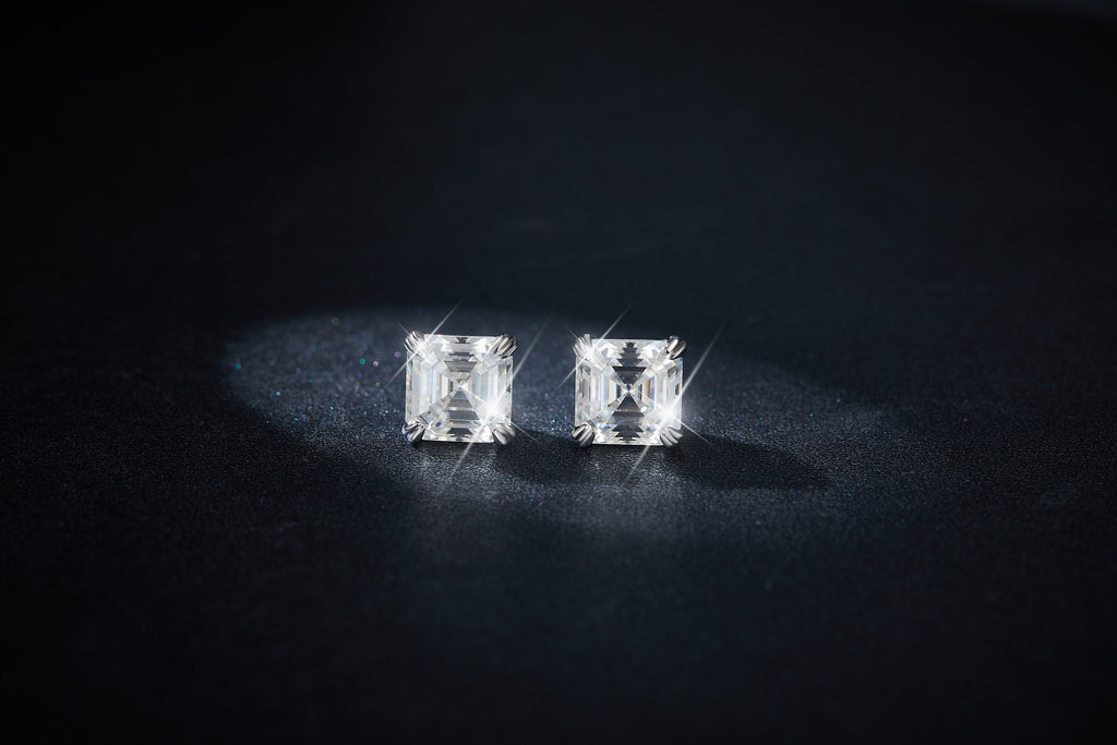 S925 Sterling Silver 6x8mm Emerald Cut Moissanite Stud Earrings  Octagon Solitaire With GRA Certificate Platinum Plated Jewelry Gift Box Set For Women & Men