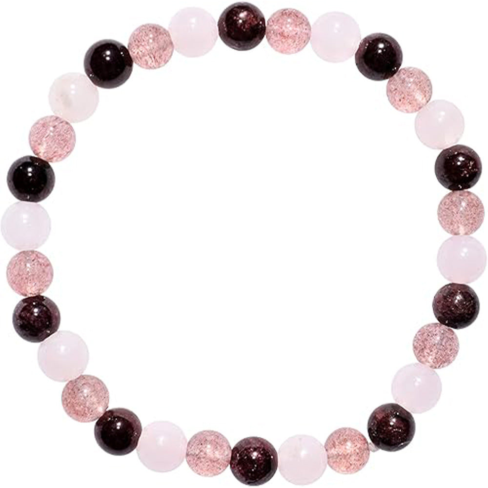 6mm Mixed-Color Stone Bead Elastic Bracelet For Women