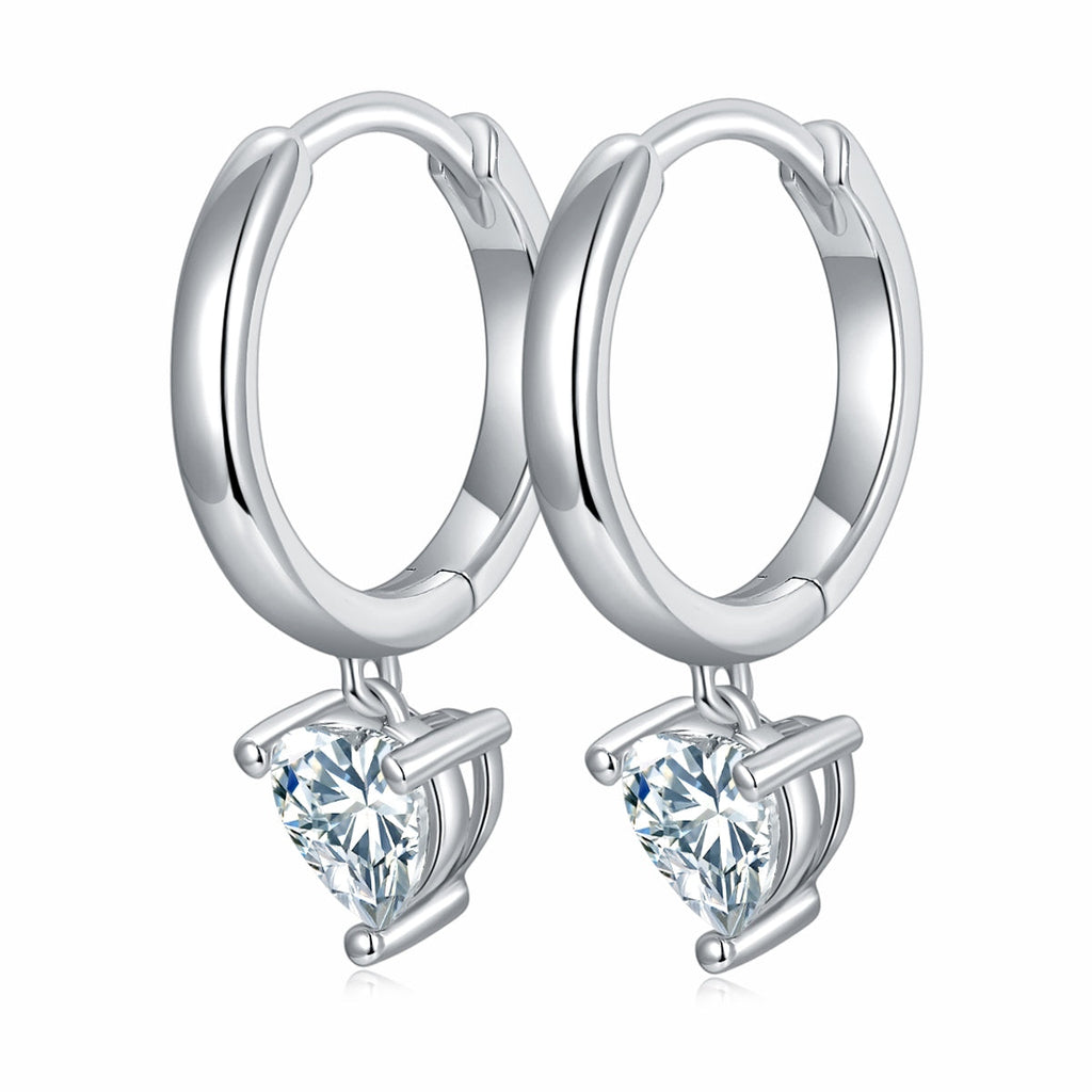 S925 Sterling Silver 5x5mm Heart Shaped Moissanite Hoop Earrings  Platinum Plated Dangle Earrings With GRA Certificate Romantic Jewelry Gift Box Set For Women