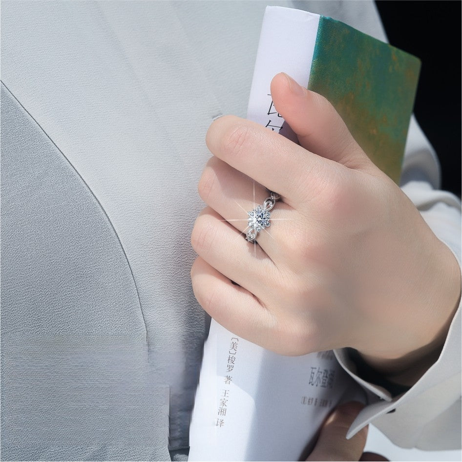 Womens Copper Ring With Round Zircon Inlay