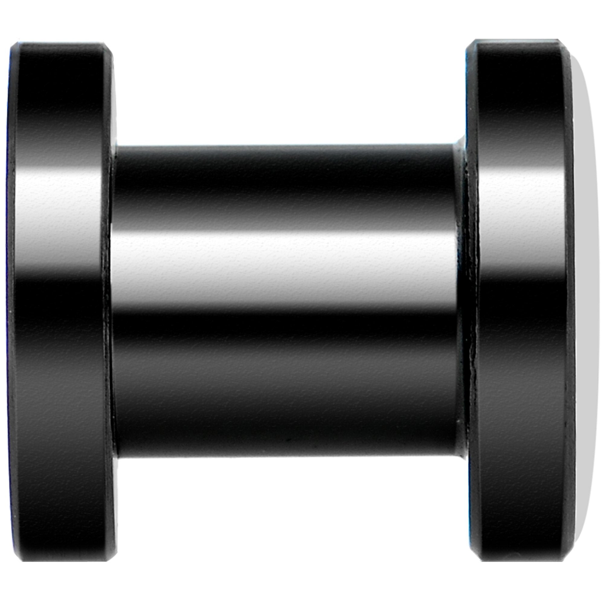 Black White Leopard Eyes Black Anodized Screw Fit Plug Set 2G