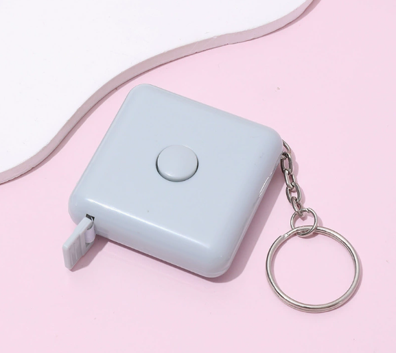 Automatic retractable measuring ruler-round-with keychain-Nordic pink-ABS-1.5m-1 piece