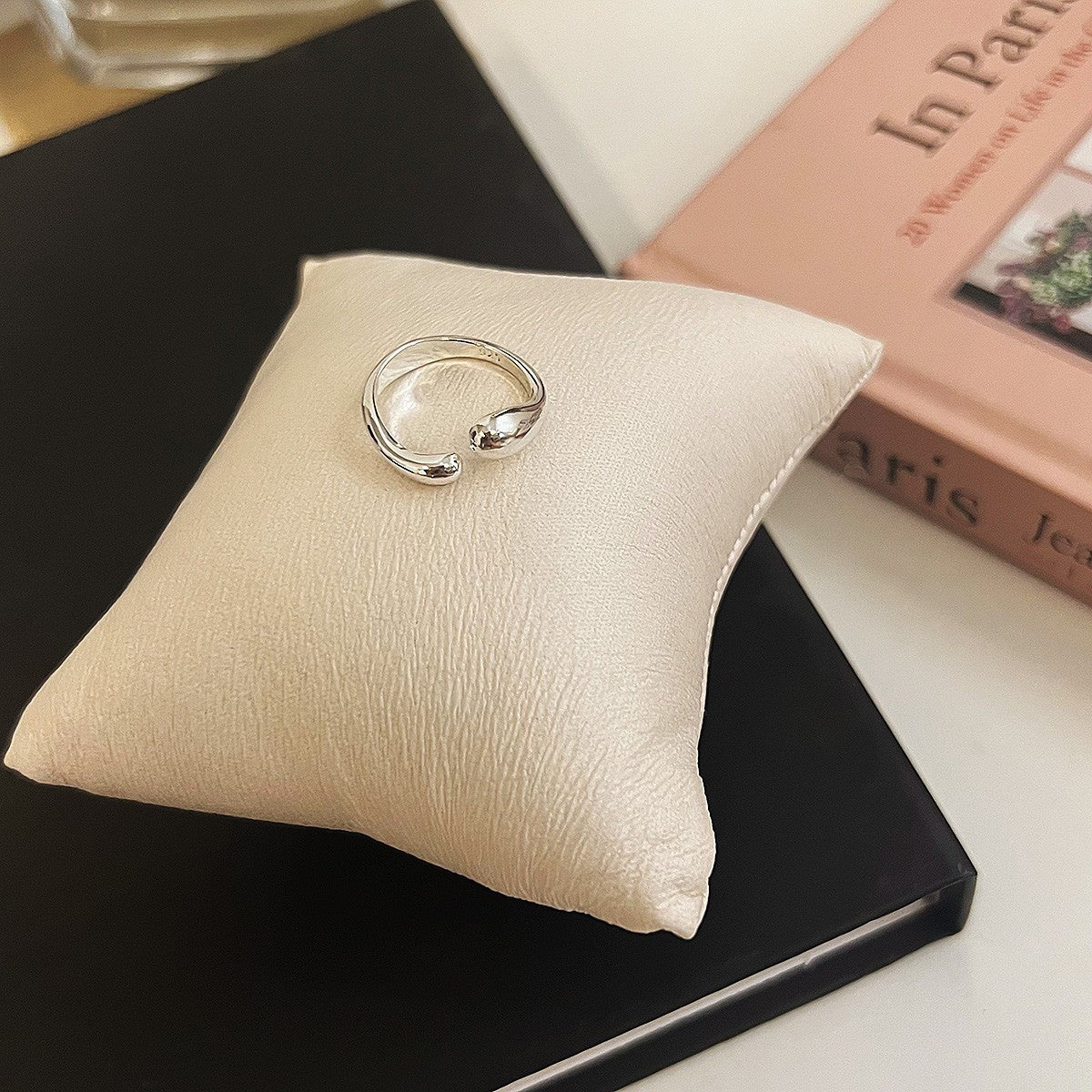 925 Silver Vintage Twisted Chain Open Ring, Adjustable Minimalist Statement Ring For Women, Fashion Jewelry