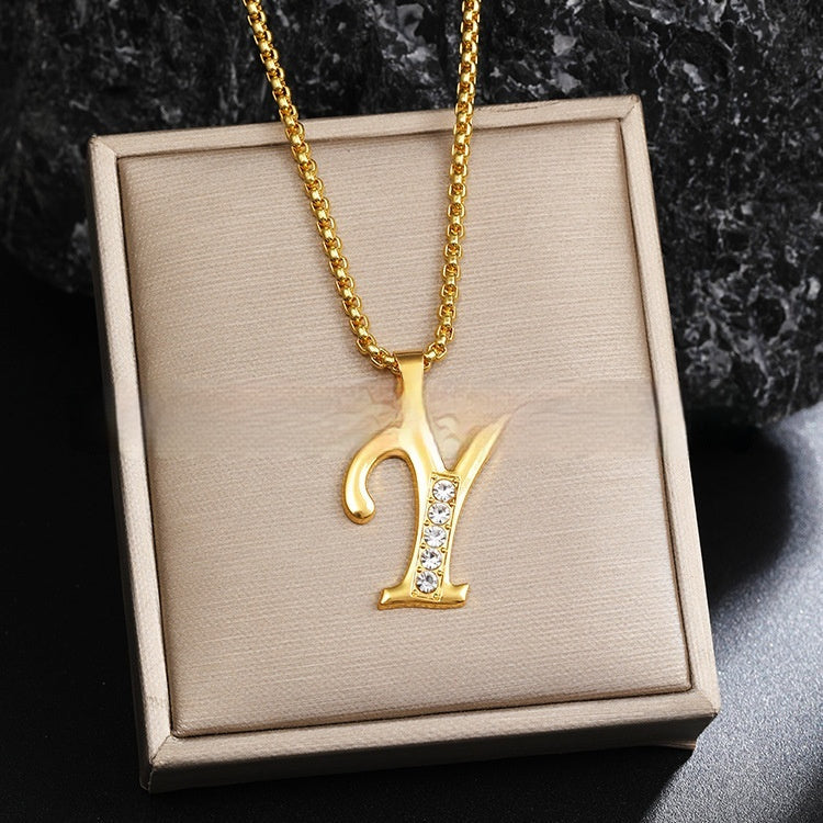 26 Diamond-Encrusted English Alphabet Necklaces
