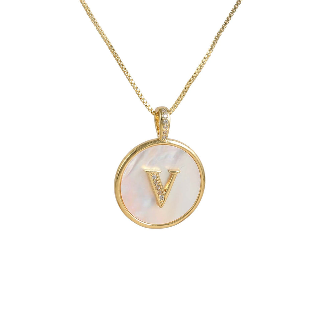 Gold Shell Initial Pendant Charm Collection