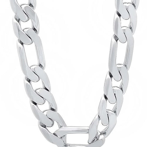 12mm Flat Side Domineering Necklace Plated 925 Silver