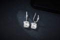 S925 Sterling Silver 6x8mm Emerald Cut Moissanite Halo Hoop Earrings  Platinum Plated Drop Earrings With GRA Certificate Luxury Jewelry Gift Box Set