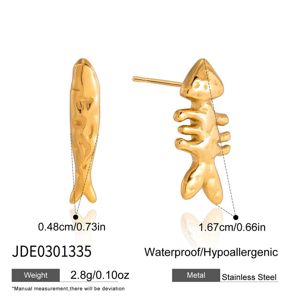 Stainless Steel Fish Stud Earrings