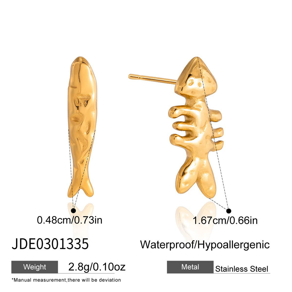 Stainless Steel Fish Stud Earrings