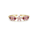 Pink Zircon Flower Open-ring For Women, Gentle And Elegant