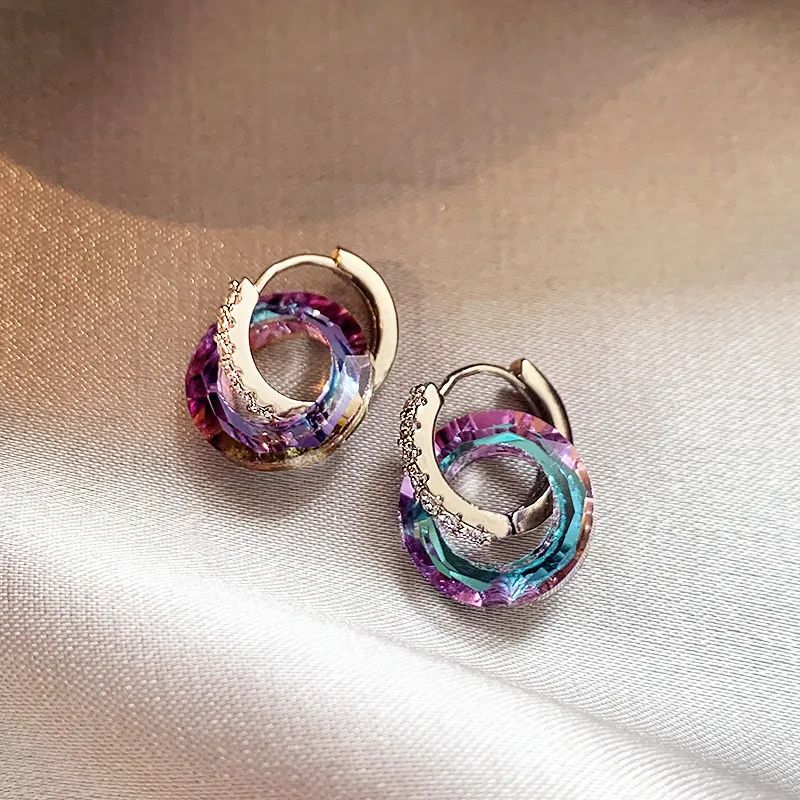 2026 New Shimmer Crystal Circle Earrings, Elegant Premium Design