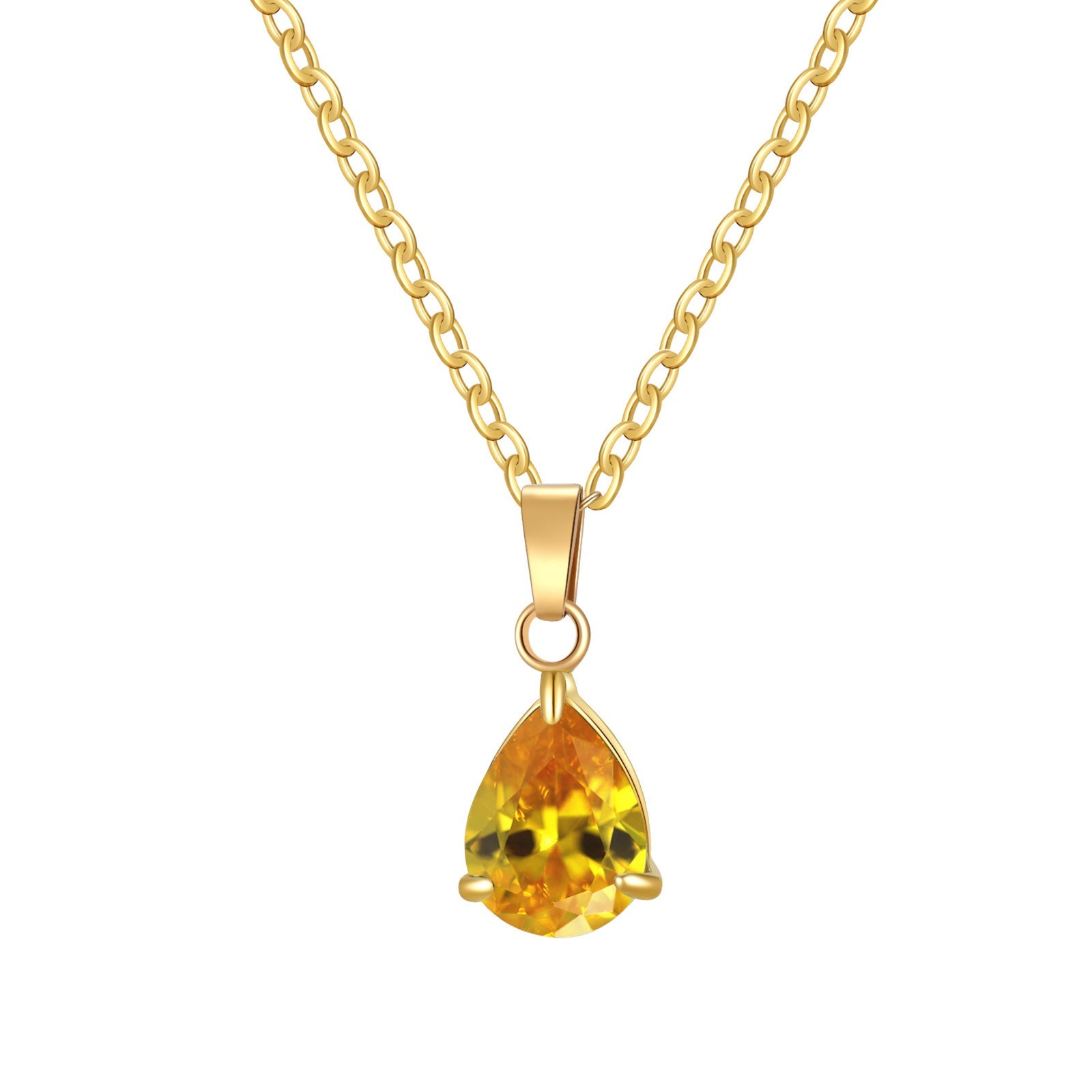 3A Water Drop Zircon Small Pendant Solitaire Pear-Shaped Zircon Womens Clavicle Chain