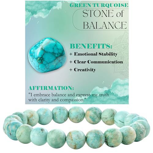 8mm Natural Stone Bead Bracelet White Turquoise