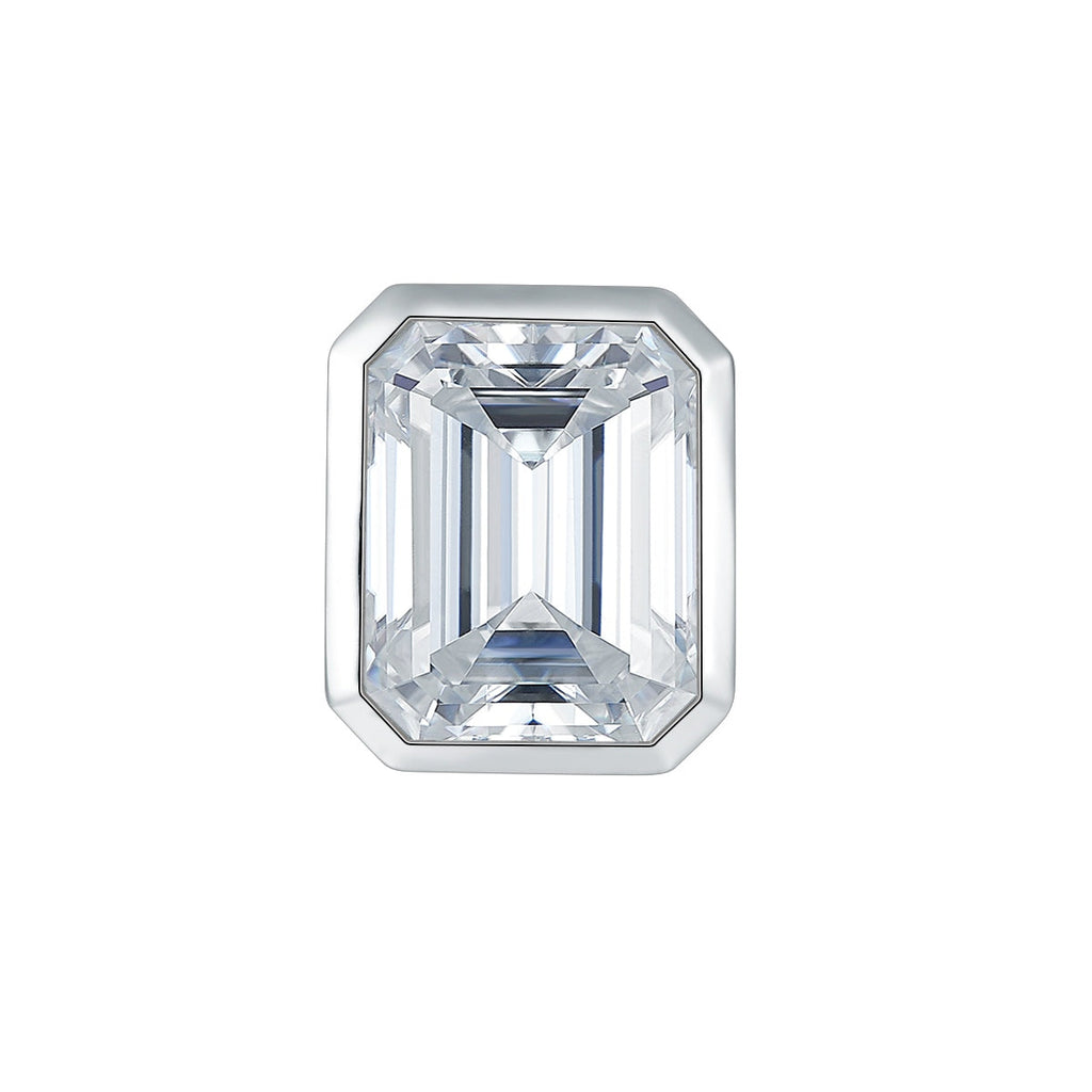 S925 Sterling Silver 8x10mm Emerald Cut Moissanite Stud Earrings  Platinum Plated Geometric Bezel With GRA Certificate Jewelry Gift Box Set