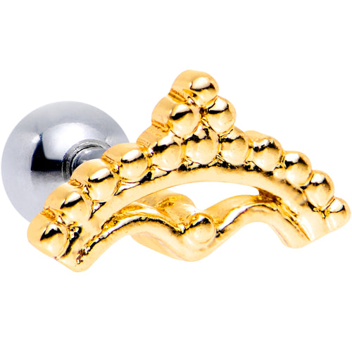 16G 1/4 Gold Tone Crescent Bow Cartilage Tragus Earring