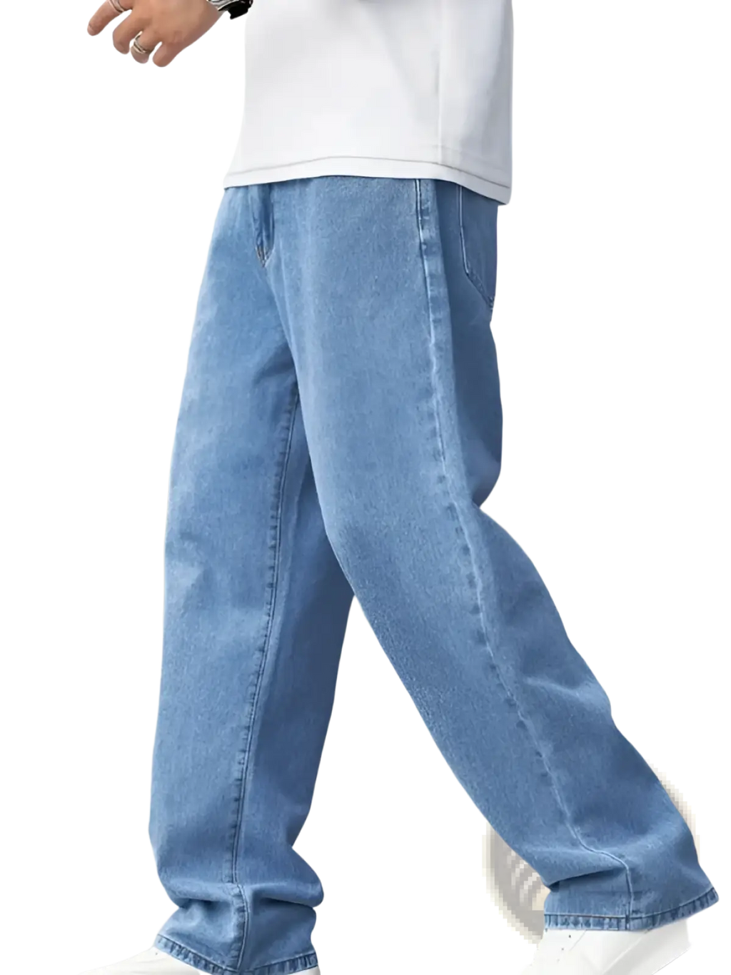 Men's Relaxed Straight Leg Light Wash Denim Jeans