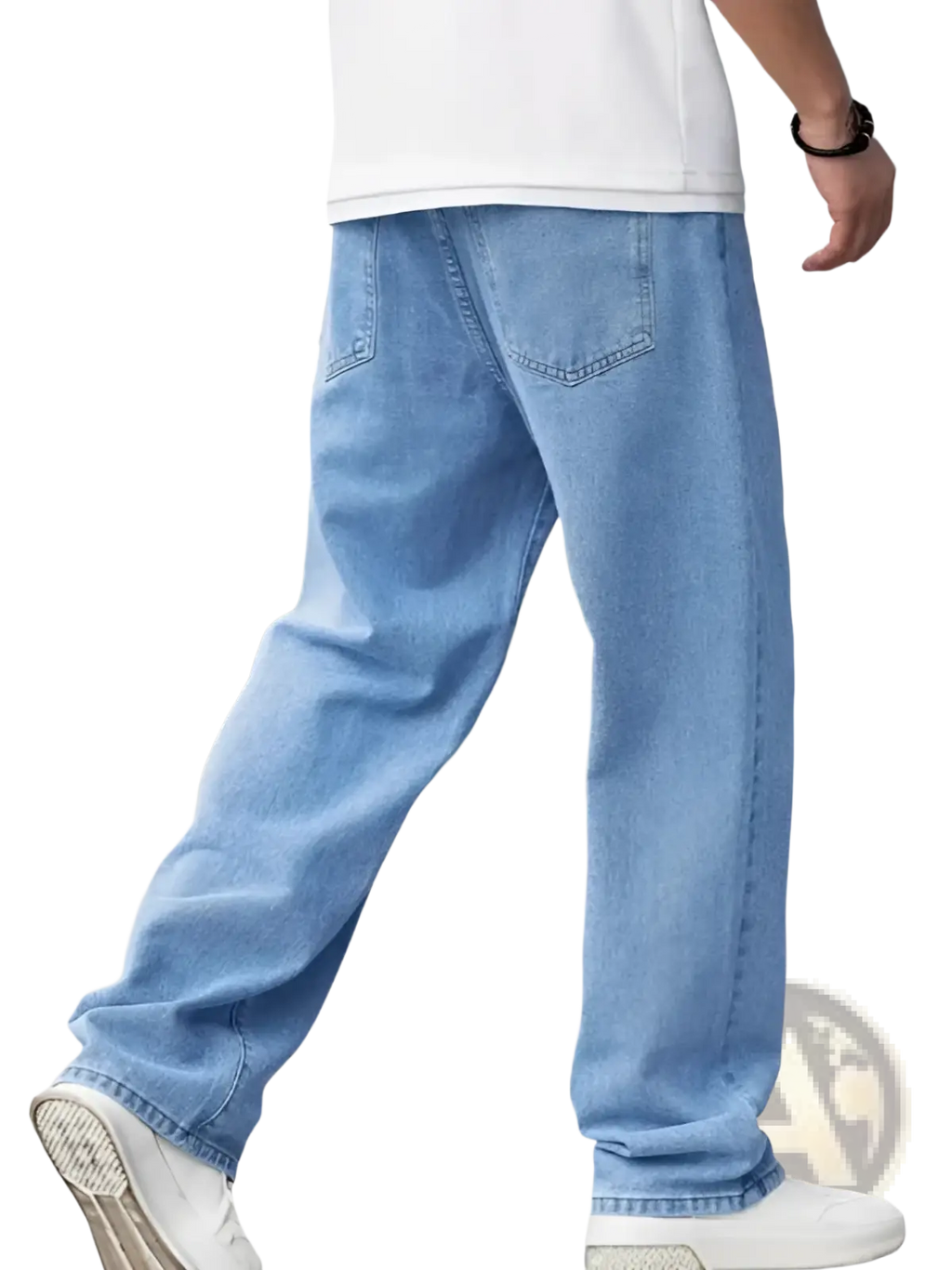 Men's Relaxed Straight Leg Light Wash Denim Jeans