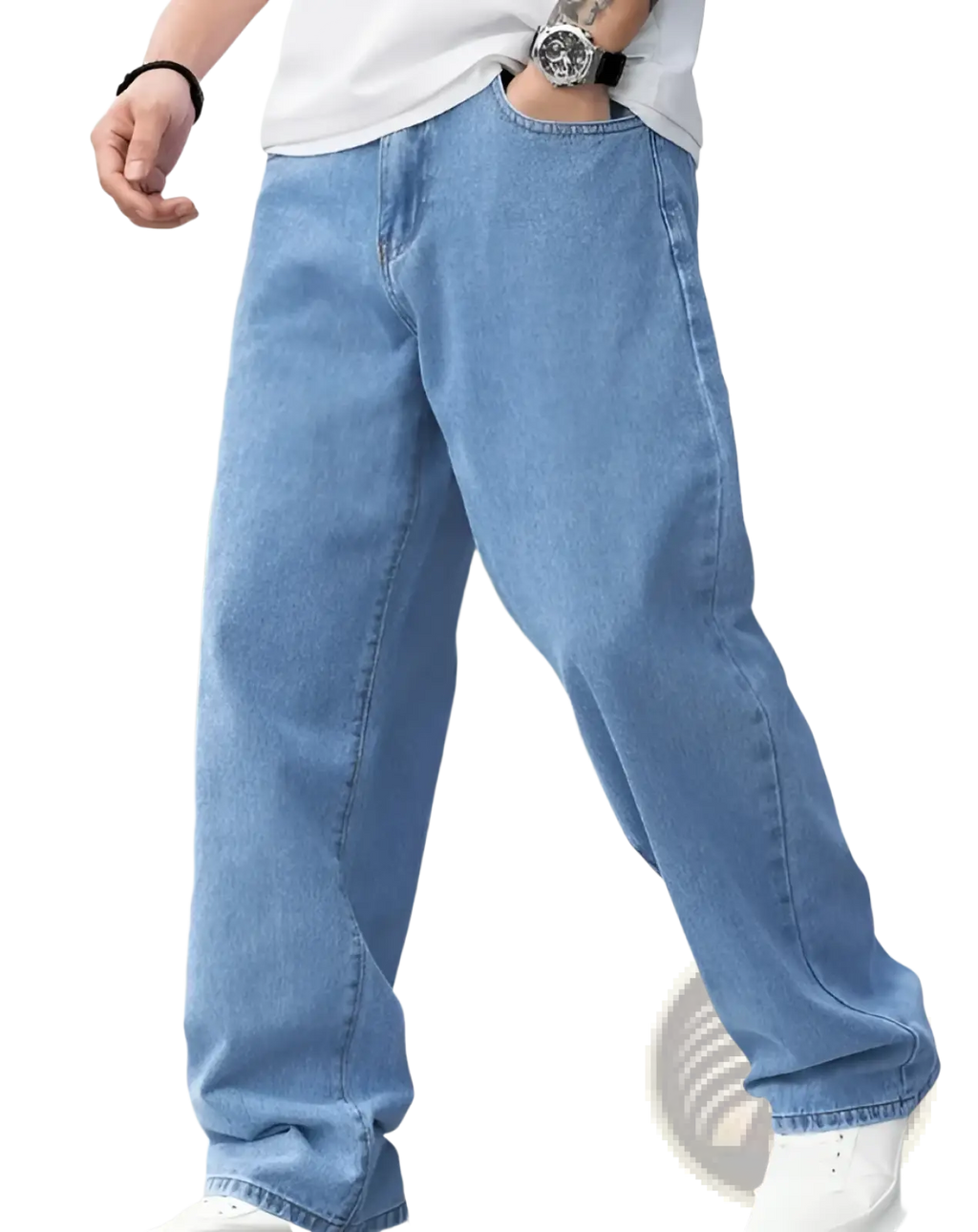 Men's Relaxed Straight Leg Light Wash Denim Jeans