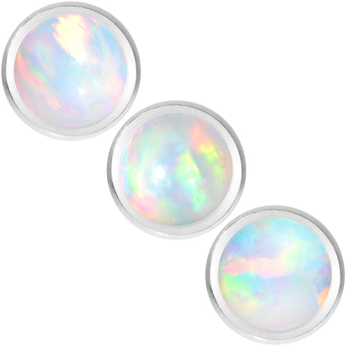 16G 1/4 White Faux Opal Tragus Cartilage Earring 3 Pack Set
