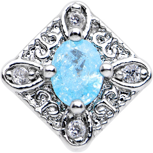 16G 1/4 Clear Aqua Gem Rococo Rhombus Tragus Cartilage Earring