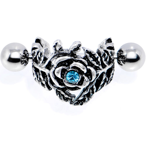 16G 1/2 Aqua Gem Floral Wreath Cuff Cartilage Earring