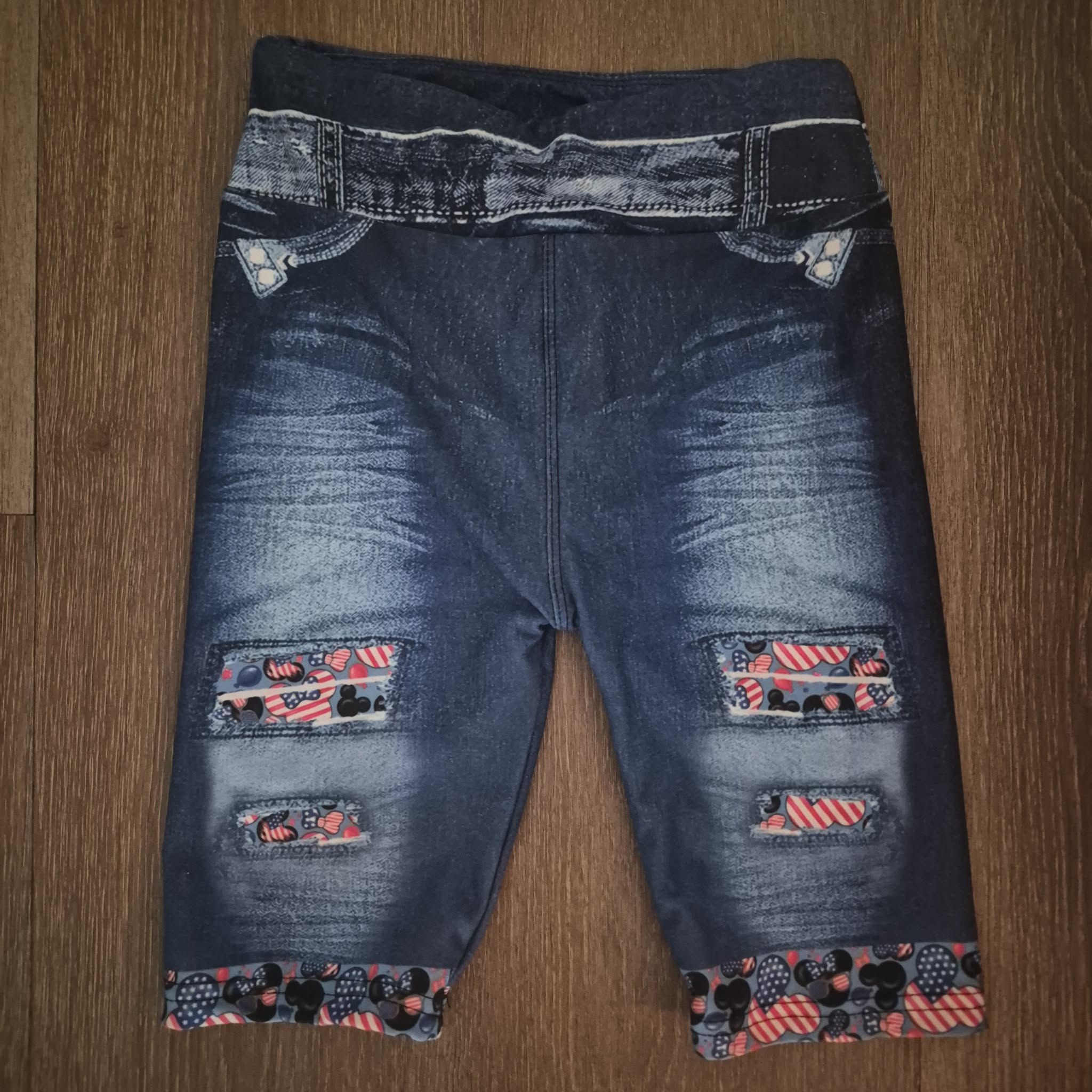 Patched Denim Biker Shorts- kids L/LX
